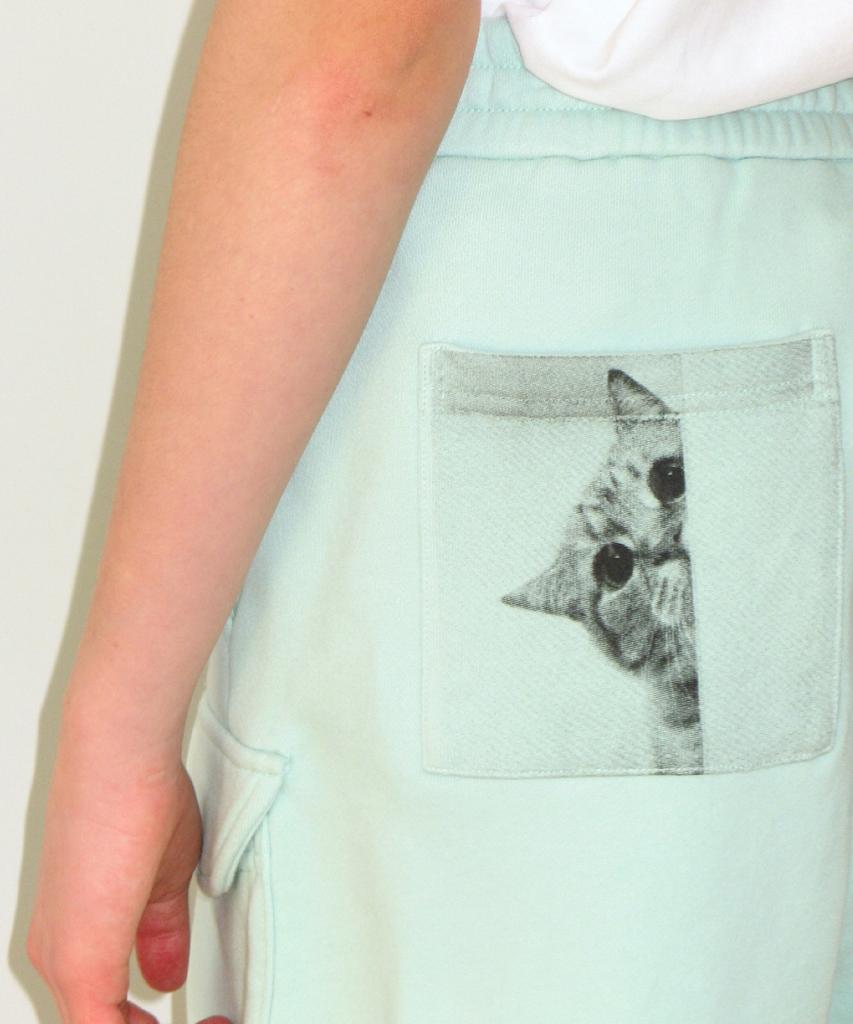 RONRON Cat Pocket Sweat Cargo Shorts Mint