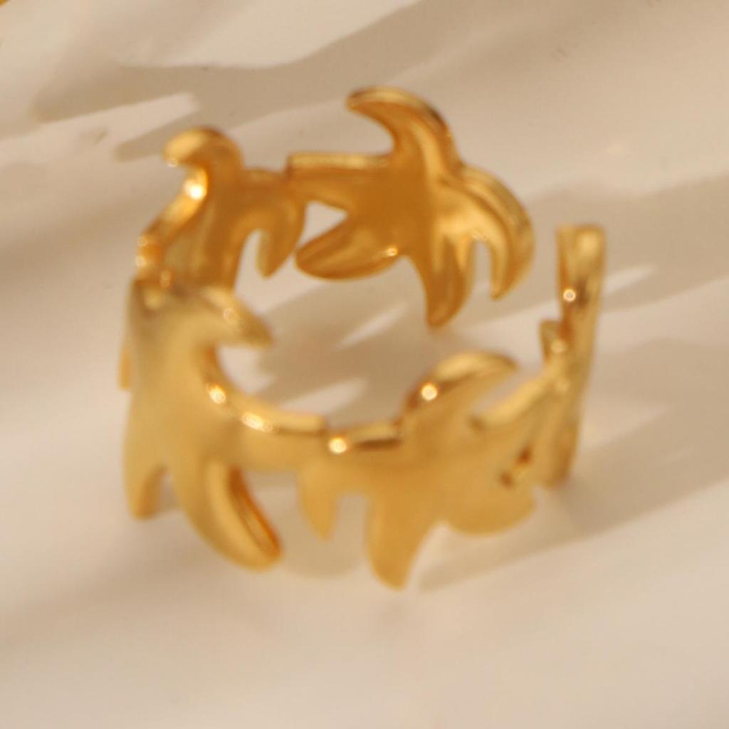 Elegant 18k Gold-Plated Stainless Steel Open Ring with Unique Korean Design