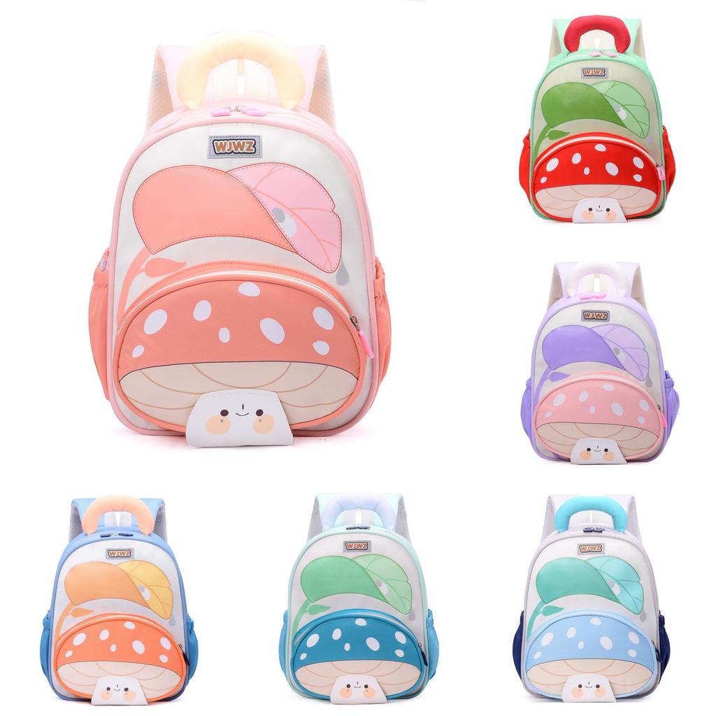 Kids Mushroom Pattern Backpack With Breathable Oxford Fabric And Double Shoulder Straps For Toddlers