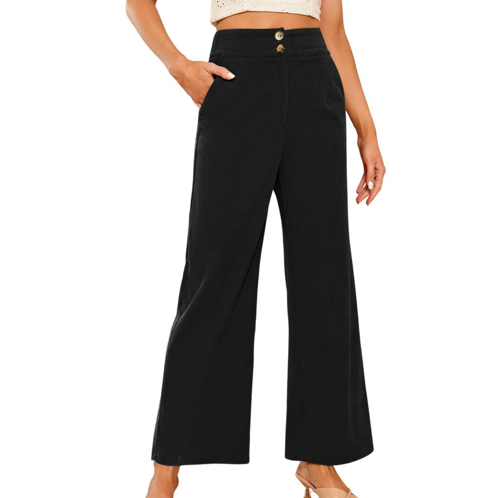 Women's Corduroy Pants Casual Women's Color Corduroy Loose Straight Pants