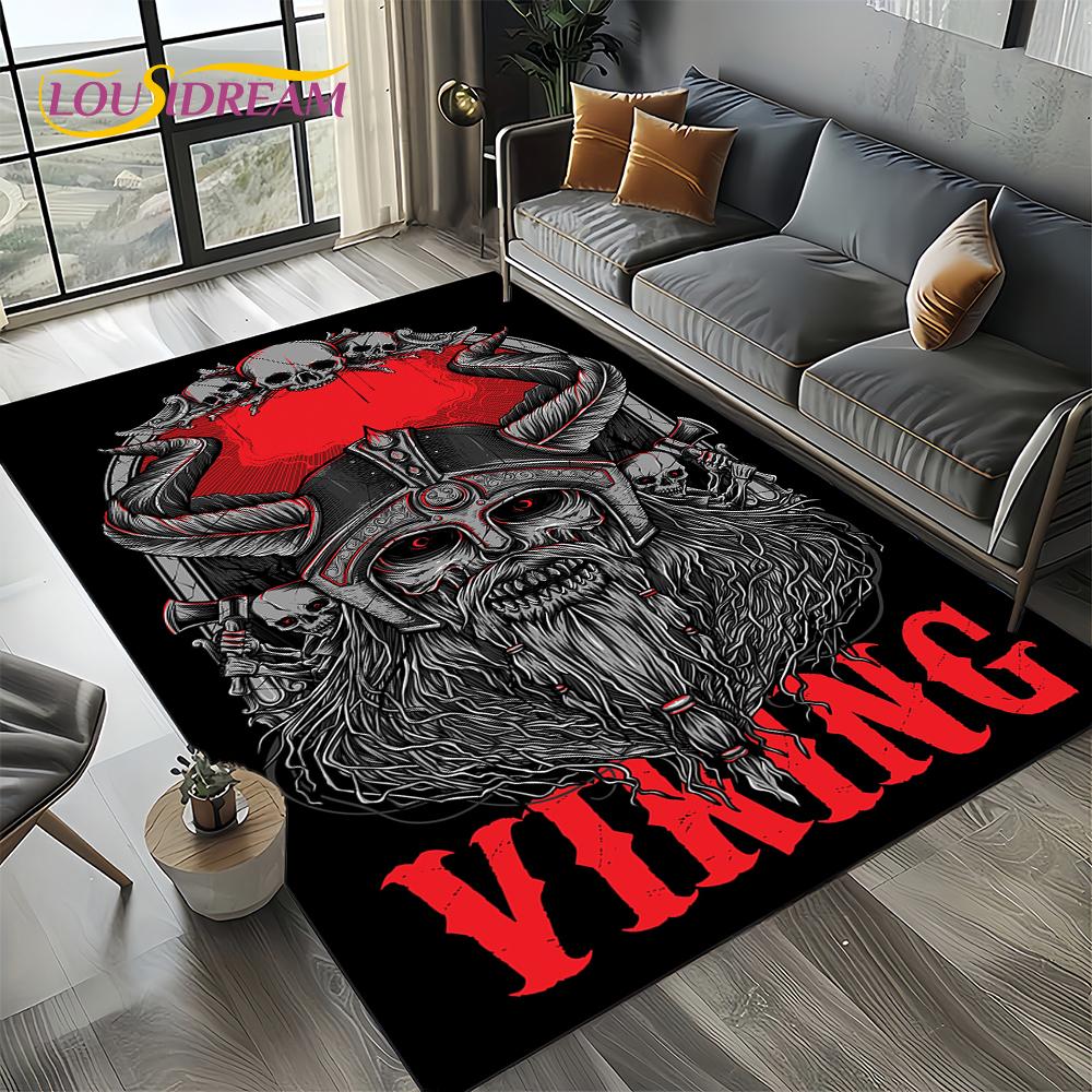 Odin Viking Symbol Valknut Nordic Valhalla Carpet Rug for Living Room Bedroom Home Sofa Decoration,Area Rug Non-slip Floor Mat