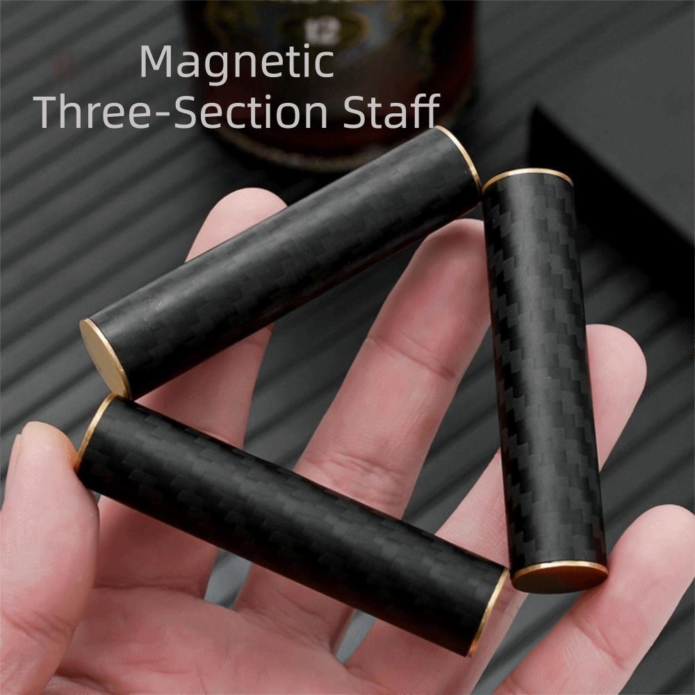 Magnetic Fidget Spinner Toy Carbon Fiber Rotating Fidget Stick Three-section Stick for Adults