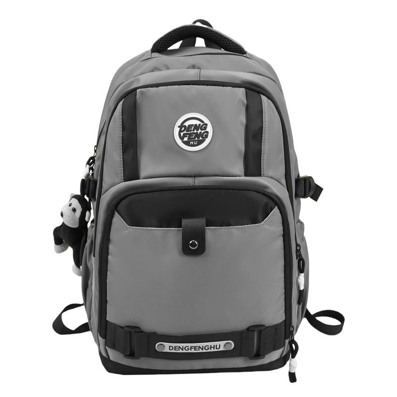 

Рюкзак контрастного цвета, мужской легкий дорожный рюкзак большой вместимости, школьный рюкзак для студентов темно-серого