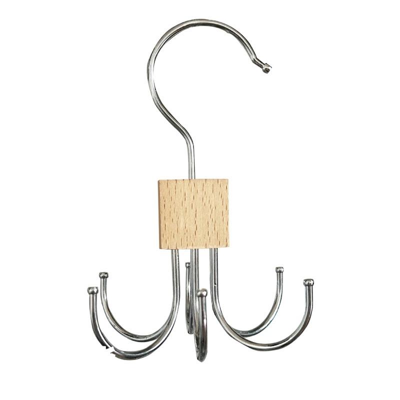 

6 Prong Rotating Wooden Hanger Non Slip No Shoulder Bumps for Jackets Bags Scarves Closet Space Saving Home Garment Organizer