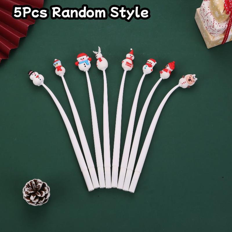 5Pcs Christmas Series Shake Pen 0.5Mm Neutral Pen Creative Cute Gel Pen Student Prizes Stationery School Office Supplies Gift