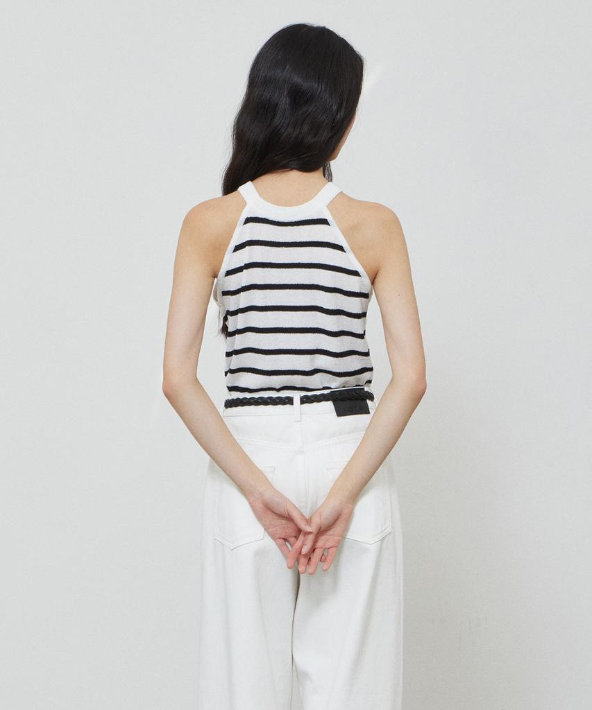 NOTIA Halter Neck Sleeveless Top - White Stripe