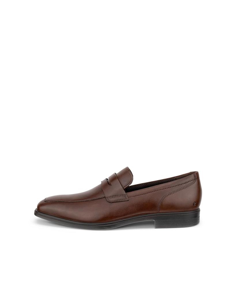 ECCO QUEENSTOWN Men's Genuine Leather Penny Loafers, 85893401482, COCOA BROWN, 25.5 Cm, 3E
