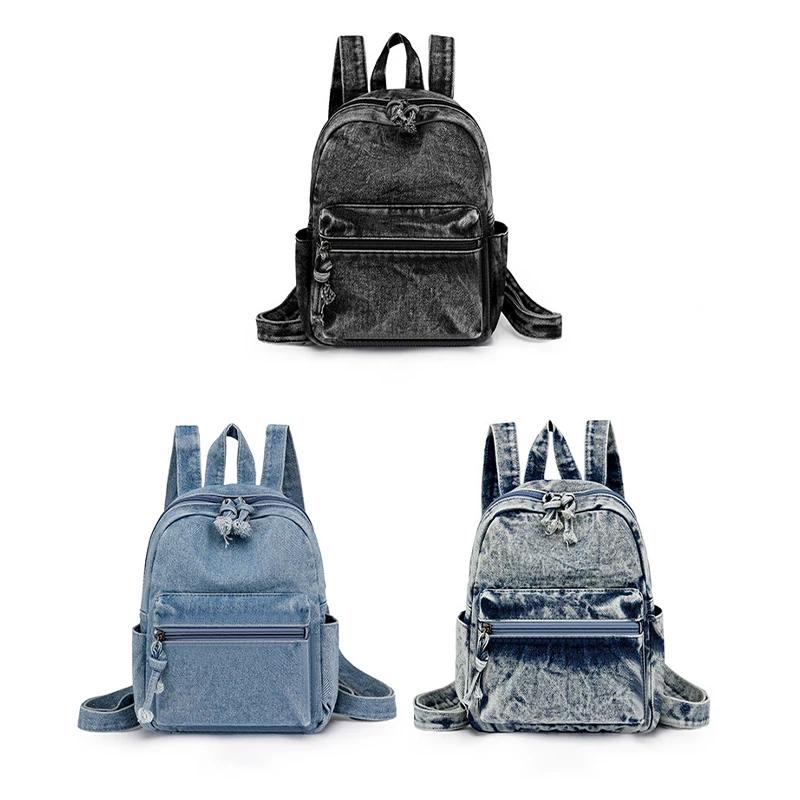Denim Cowboy Backpack Large Capacity Air Cushion Belt External Frame Soft Handle Comfort Unisex College Travel Backpack