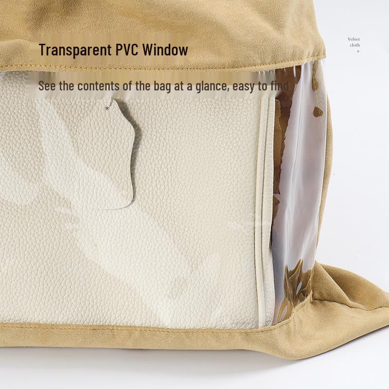 Luxury Transparent Moistureproof Drawstring Storage Bag with Breathable Dustproof Flocking