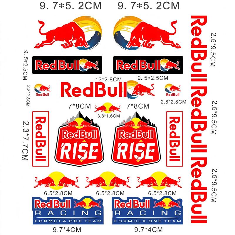 Motorcycle Stickers, Red Bull Events Sponsored Stickers, Plastic Helmet, Car Body, Homemade Decorative Waterproof Sunscreen Stickers Tank