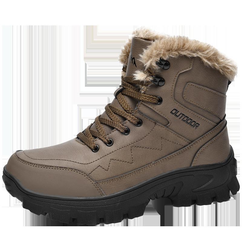 

Мужская обувь зима новая обувь для снега теплая и удобная модная нескользящая черная коричневая повседневная для улицы точечный клей нет 48 коричневый