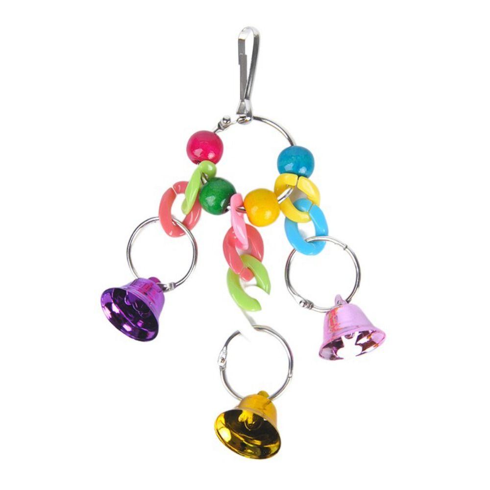 Metal Bird Ring Bell Hanging Parakeet Chew Toy Parrot Hanging Swing Chain Toy  Playing