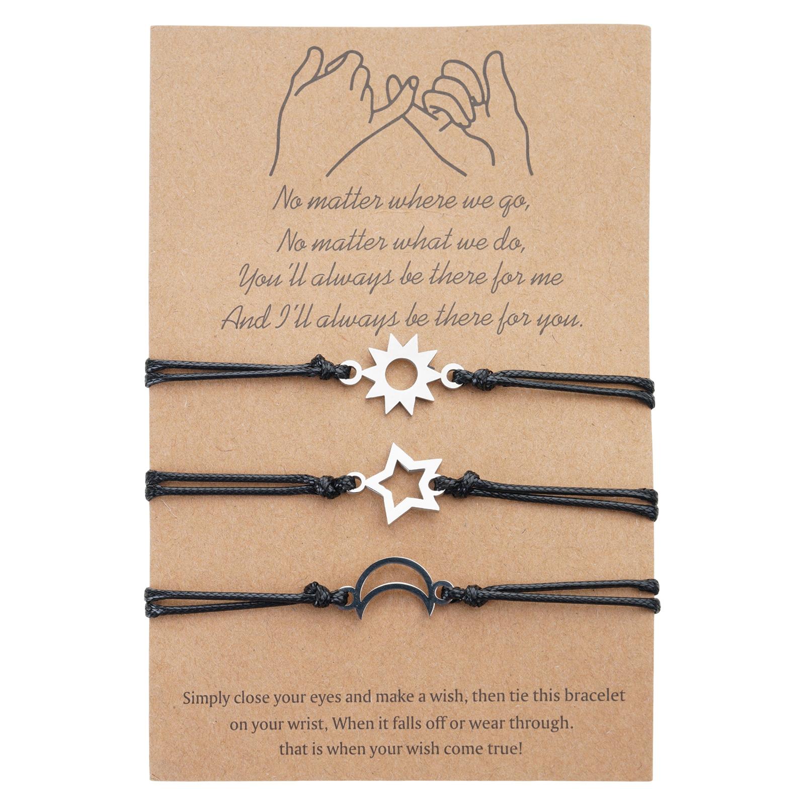 3 Pcs for Sun Moon Star Card Bracelets Matching Distance Bracelets Going Away Gi 1