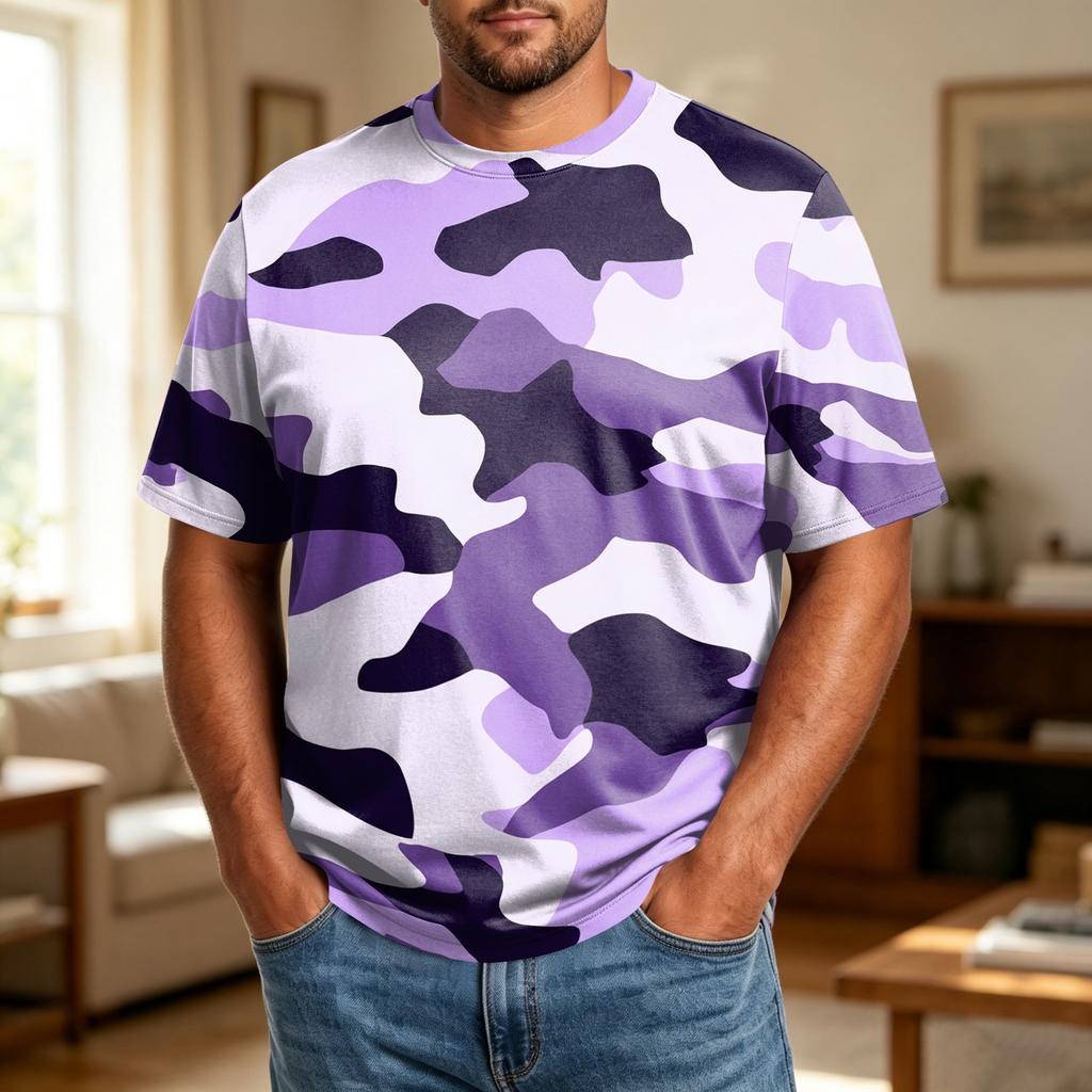 Camiseta Casual de Manga Corta para Hombre de Talla Grande, Cómoda, Transpirable, Corte Holgado, Tejido Suave, Cuello Redondo para el Uso Diario