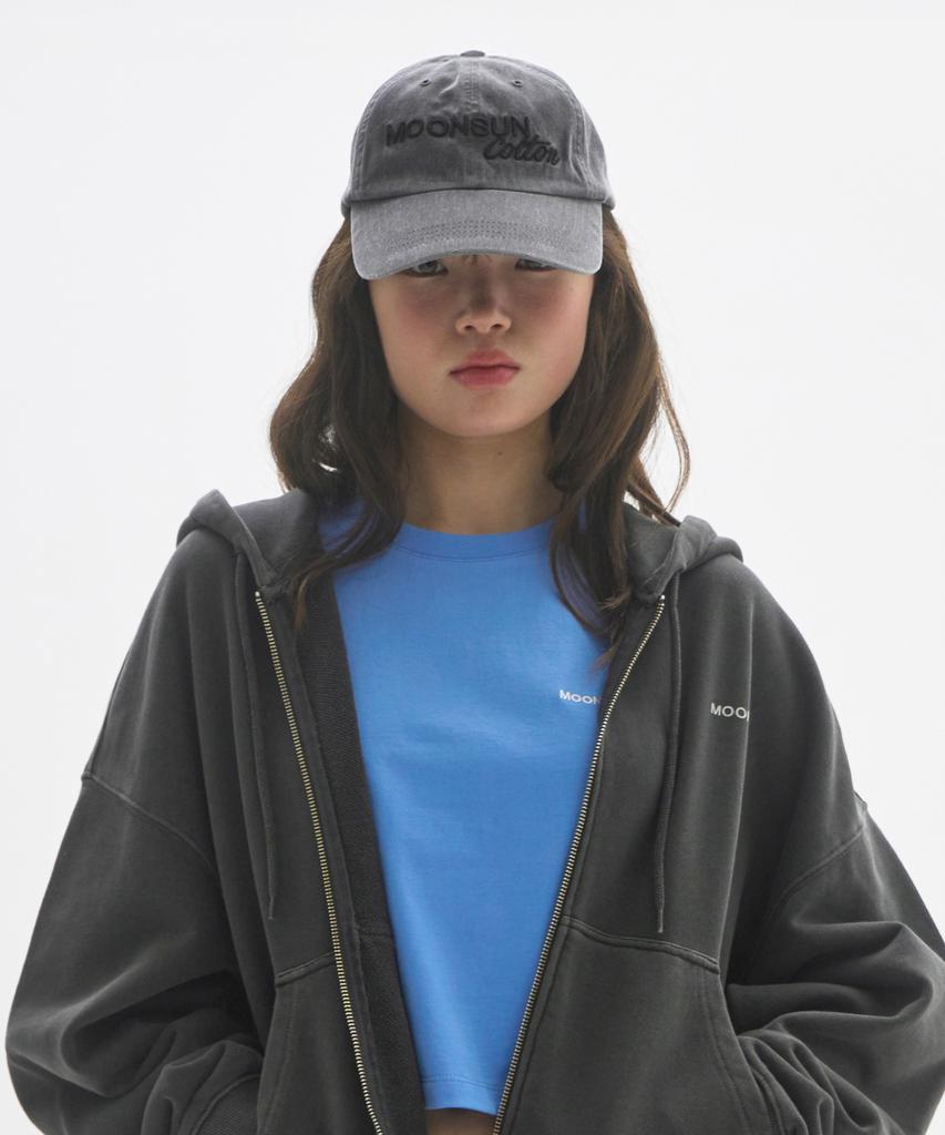 MOONSUN M.C Logo Vintage Washed Cap / Charcoal