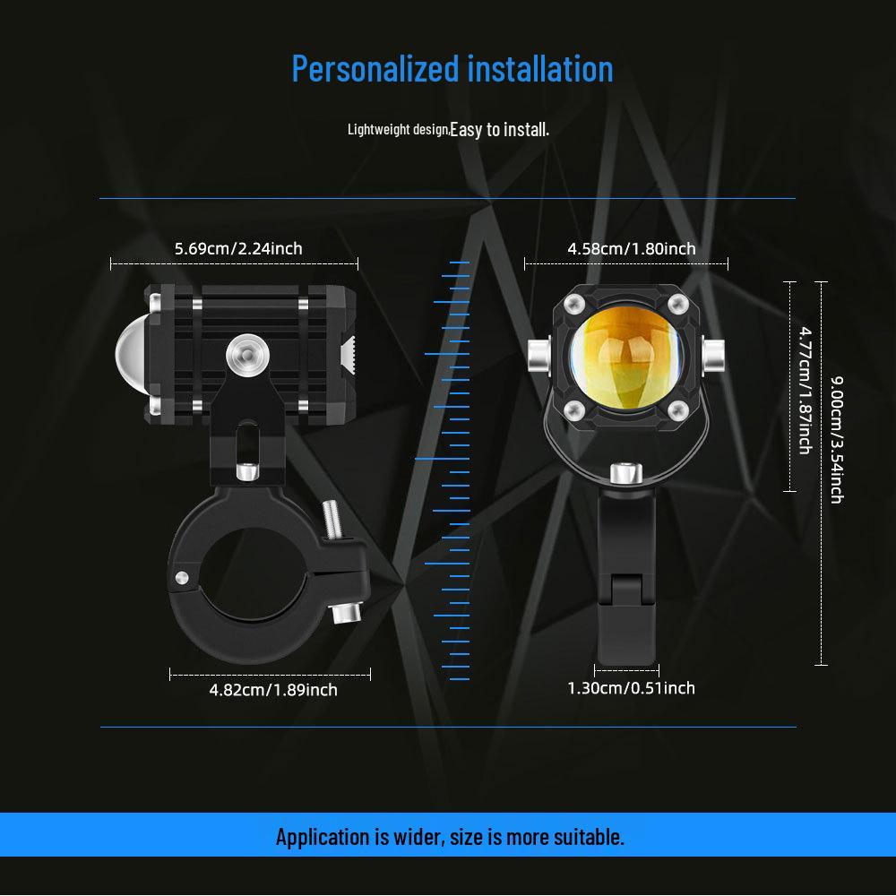 Devil Eye LED Motorcycle Headlight - High/Low Beam, White/Yellow Strobe