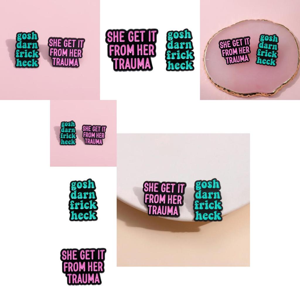 Creative European Style Colorful Letter Brooch Unique Minimalist Metal Badge Accessory