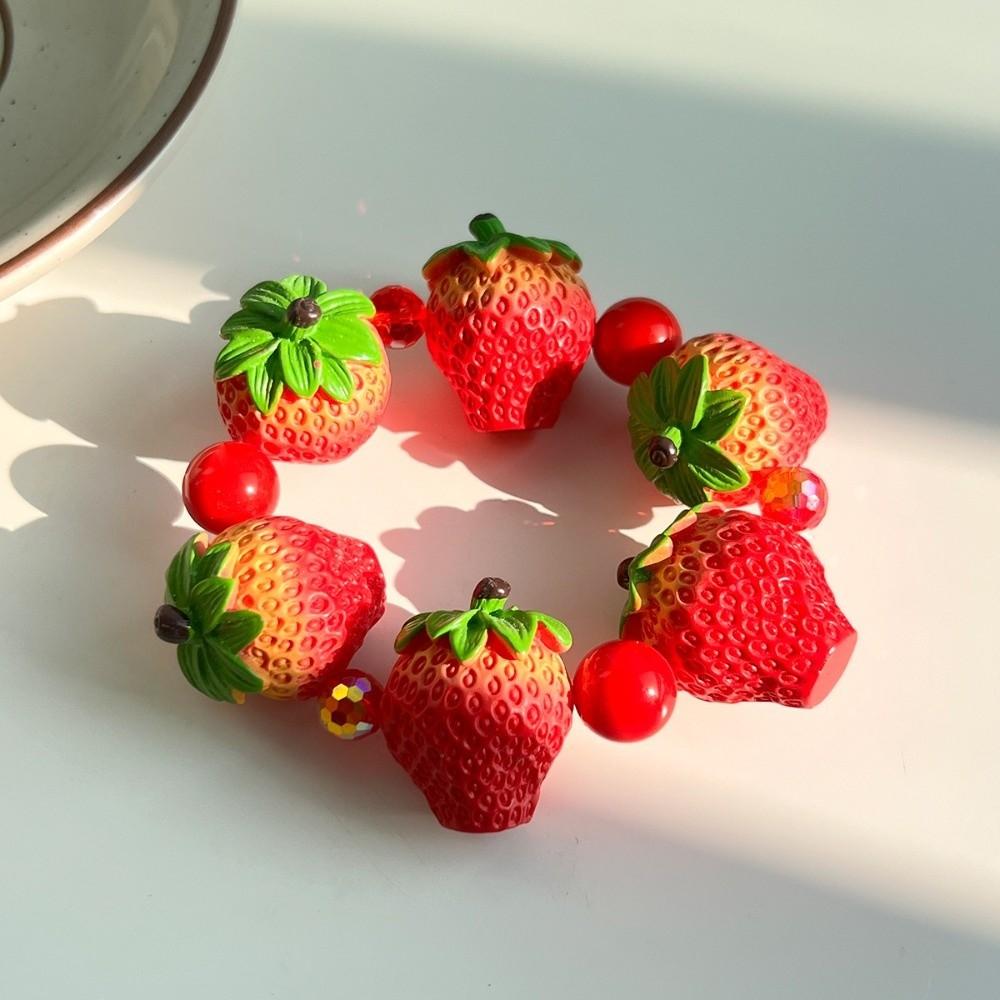 Colorful 3D Fruit Elastic Bangle Resin Exaggerated Bracelet Unique Beaded Bracelet  Women