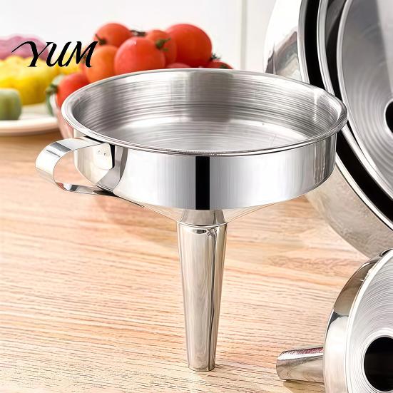 Liquid Transfer Tool for Bottles Stainless Steel Funnel with Filter And Handle, Leak Proof Wide Mouth Heavy Duty Kitchen Funnel, Filling Oil