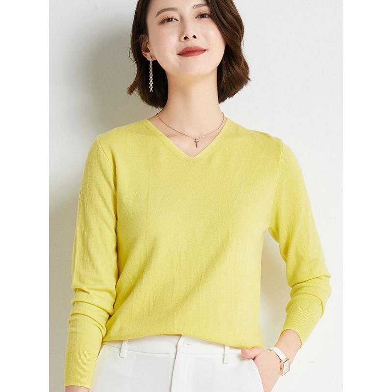 Women's Early Autumn V-Neck Long-Sleeve Loose Pullover Sweater