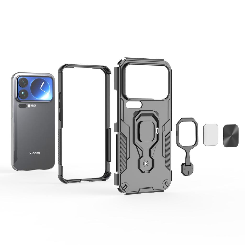For Xiaomi 17 Pro Max Case Rotatable Ring Kickstand PC + TPU Shockproof Phone Cover