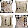 Autumn Pumpkin Maple Leaf Letter Printed Linen Pillow Case Thanksgiving Ambience Decorative Living Room Sofa Backrest Cushion