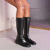 Fashion Autumn Winter Black Knee High Boots Women 2025 Back Zipper Low Heel Pu Leather Boots Woman Plus Size 35-43 Punk Long Botas Mujer