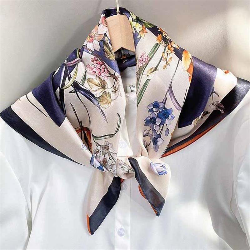 68*68cm 100% Mulberry Silk Scarf Luxury Printed Square Shawl Elegant Lightweight Soft Summer Fashion Accessory Women