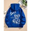 Felpe Primavera Autunno per Ragazzi Ragazze Felpa Casual Abbigliamento Bambini Top Felpa con Cappuccio a Manica Lunga Pullover con Cappuccio Stampato Orsetto Sorridente