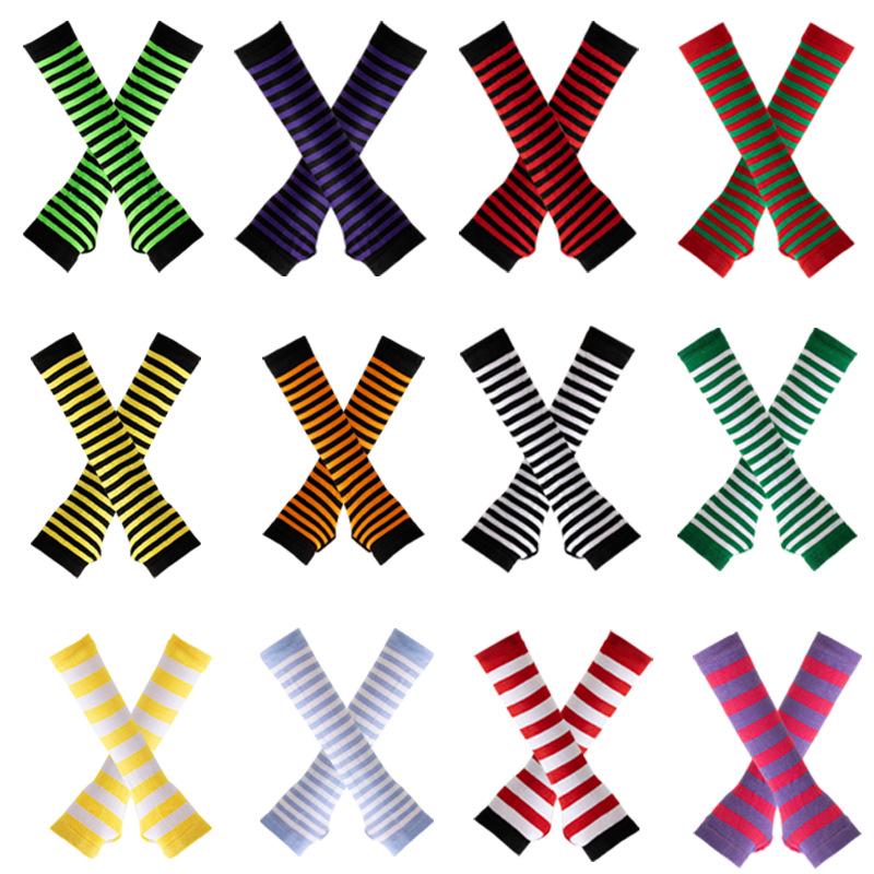 Koreaanse Stijl Zwart-Wit Gestreept Unisex Vingerloze Lange Mouwen Kerst Cosplay Cover