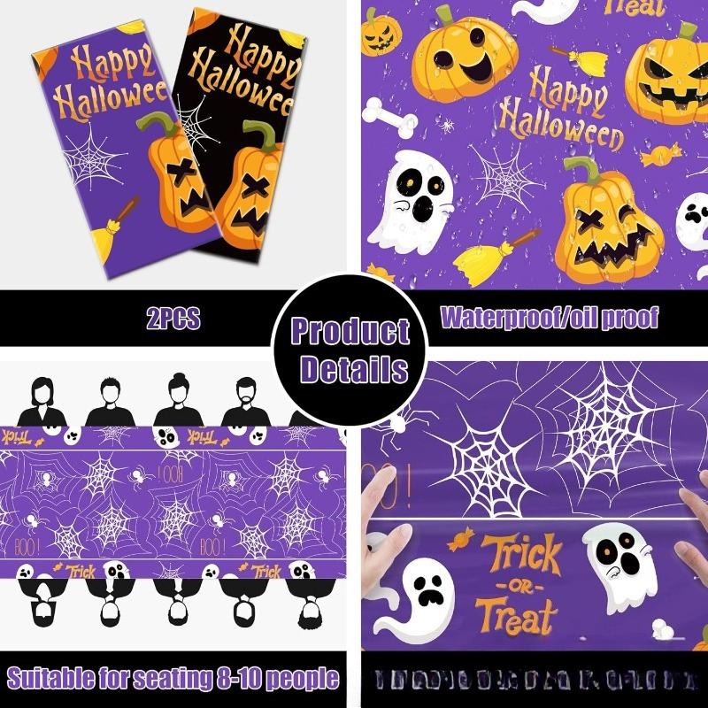 Halloween Pumpkin Ghost Spider Web Party Decoration Tablecloth Skull Candy Event Party Decoration Supplies Banner Baby Shower