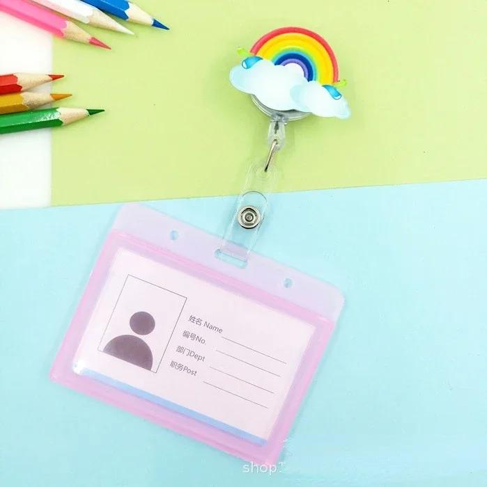 transparent Plastic Doctor Nurse ID Card Sleeve Badge Card Cover Retractable Badge Card Holder cover Protector