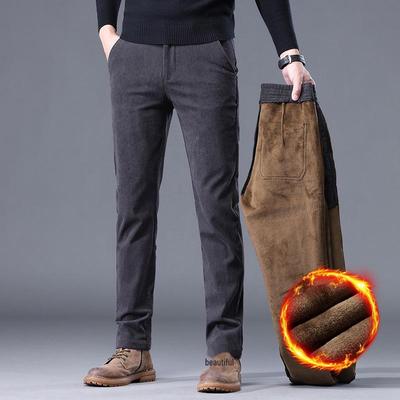 Men's Corduroy Velvet Casual Loose Straight Trousers - Warm & Thick for Autumn and Winter