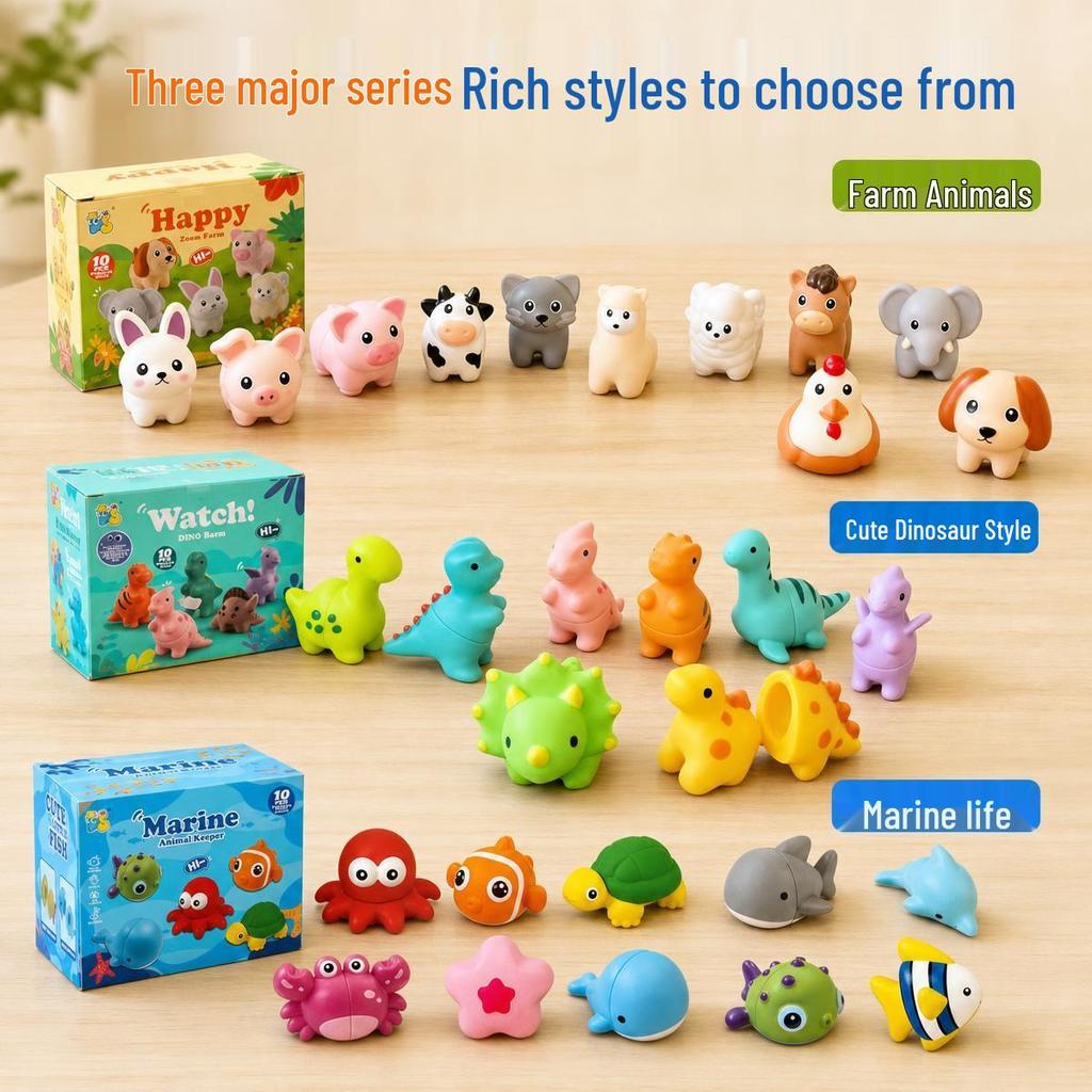 Baby Bath Squeeze Toys - Dinosaur & Ocean Animal Set
