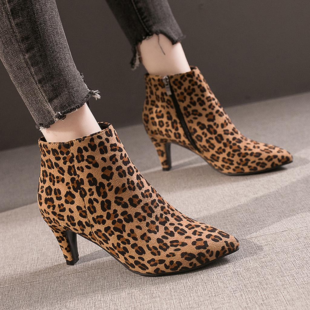 suede leopard booties