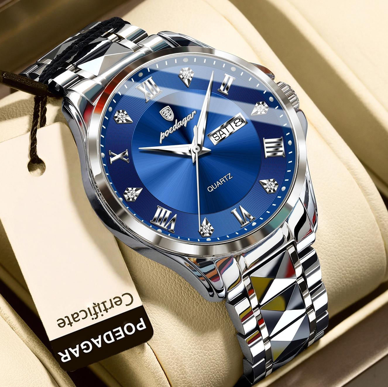 

Fashion Military Men Clock Waterproof Luminous Date Week Man Wristwatch Stainless Steel Quartz Men s Watches Male