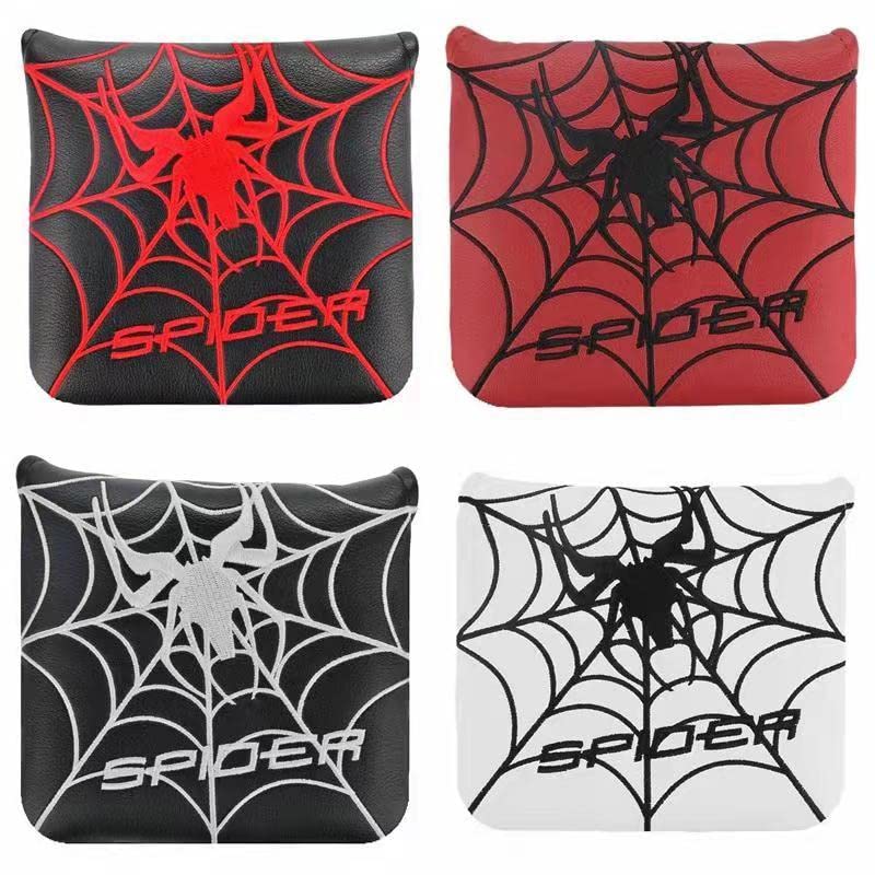 Pokrowiec na główkę kija golfowego kompatybilny z Odyssey 2 Ball TaylorMade Spider Putter Center Shaft Spider Pojedynczy przedmiot (Czerwona Siatka (czarny))