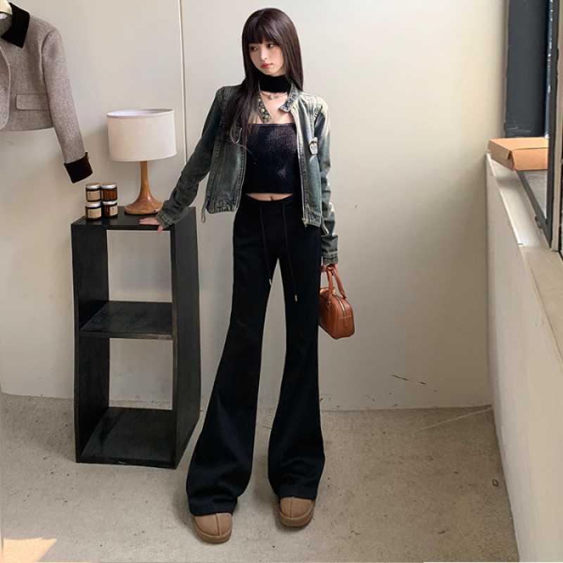 

Women s Autumn High Waist Micro Flare Pants - Slimming American Style Sports Casual Sweatpants S