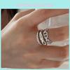 Trendy Korean Style Minimalist Twisted Double Layer Ring For Women With Vintage Charm