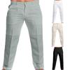 Men Solid Color Slim Fit Long Pants Mid-rise Zipper Button Fly Pockets Straight Leg Leisure Trousers Streetwear
