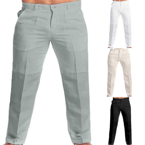 Herre Ensfarge Slim Fit Lange bukser Mellomhøyde glidelåsknapp Fluelommer Rette ben Fritidsbukser Streetwear