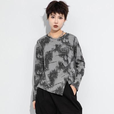 Langarm Baumwolle Casual Frühling Herbst T-Shirt Crop Tops Damen T-Shirt