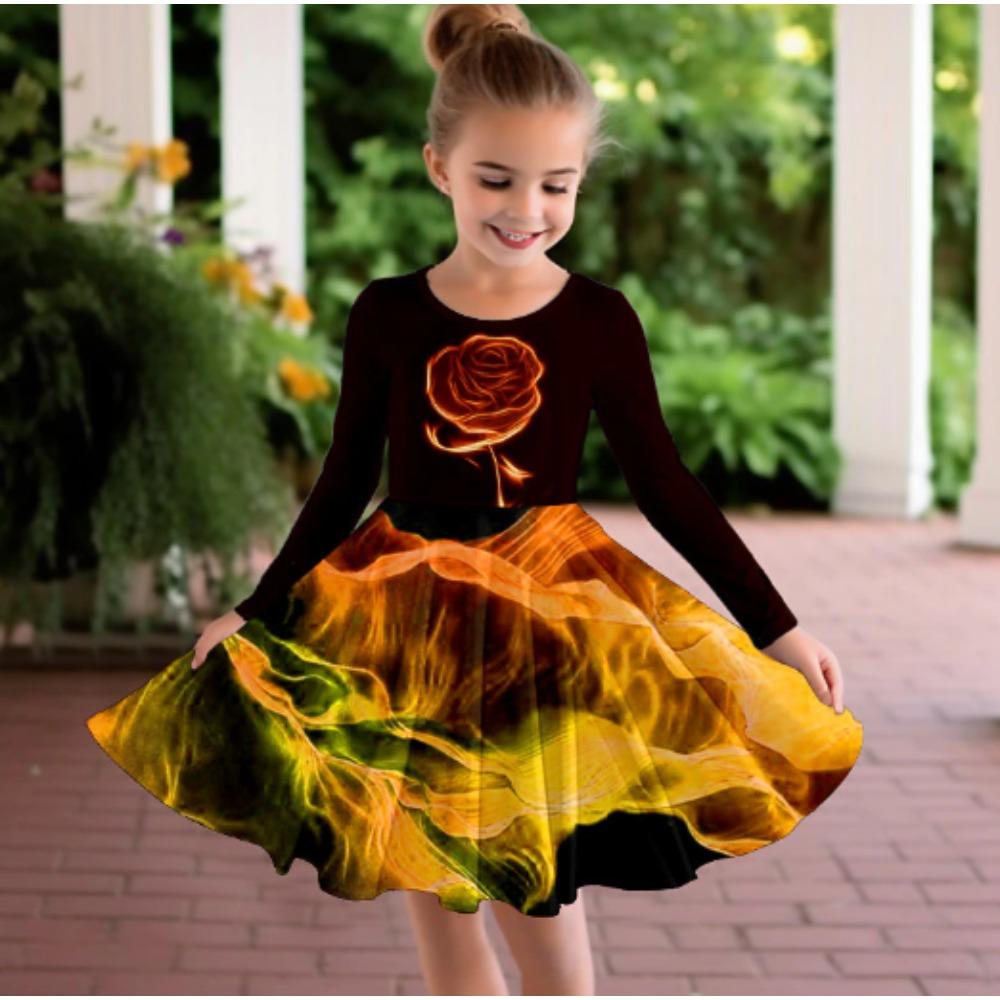 Girls' 3D Butterfly Dress Long Sleeve Summer Spring Vacation Daily Holiday Princess Beautiful Sweet Kids 4-12 Years Casual Dress A Line Dress