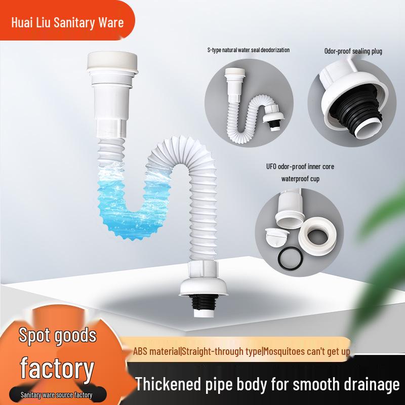 Odor-Proof Small Urinal S-Bend Drain Pipe with Rubber Head - Wall-Mounted for Bathroom