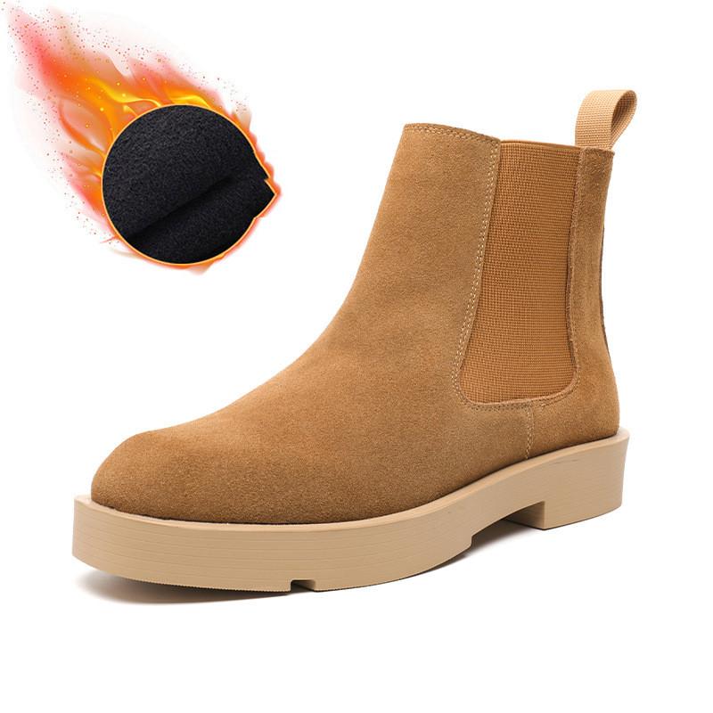 mens casual party banquet dress chelsea boots slip-on cow suede leather shoes cowboy platform boot autumn winter ankle botas man