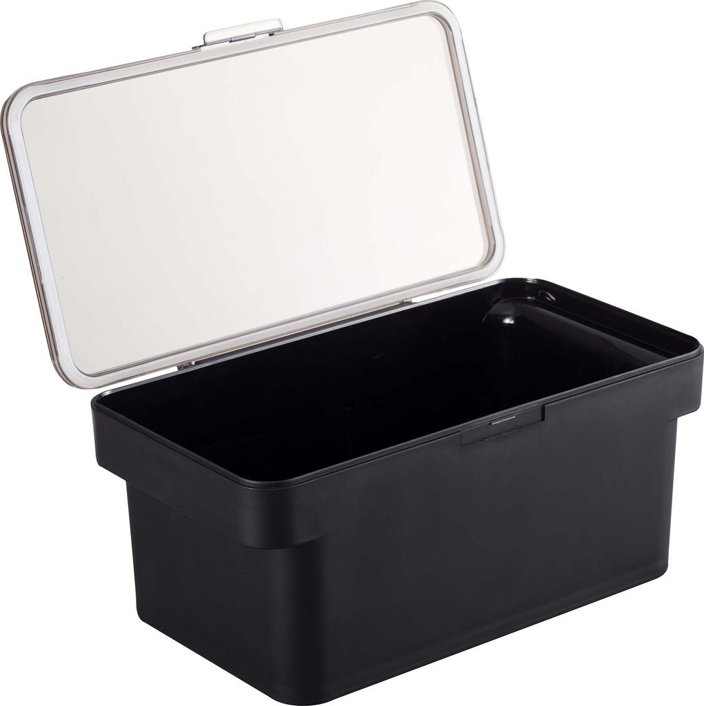 Yamazaki Jitsugyo Airtight Pet Food Stocker 1.5kg with Measuring Cup Black Approximately W28 x D16.5 x H12.2cm (When lid is open Approximately