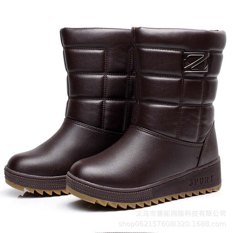 

Женские кожаные зимние меховые утепленные водонепроницаемые удобные теплые легкие непродуваемые короткие зимние ботинки с противоскользящей подошвой для пеших прогулок 41 коричневый