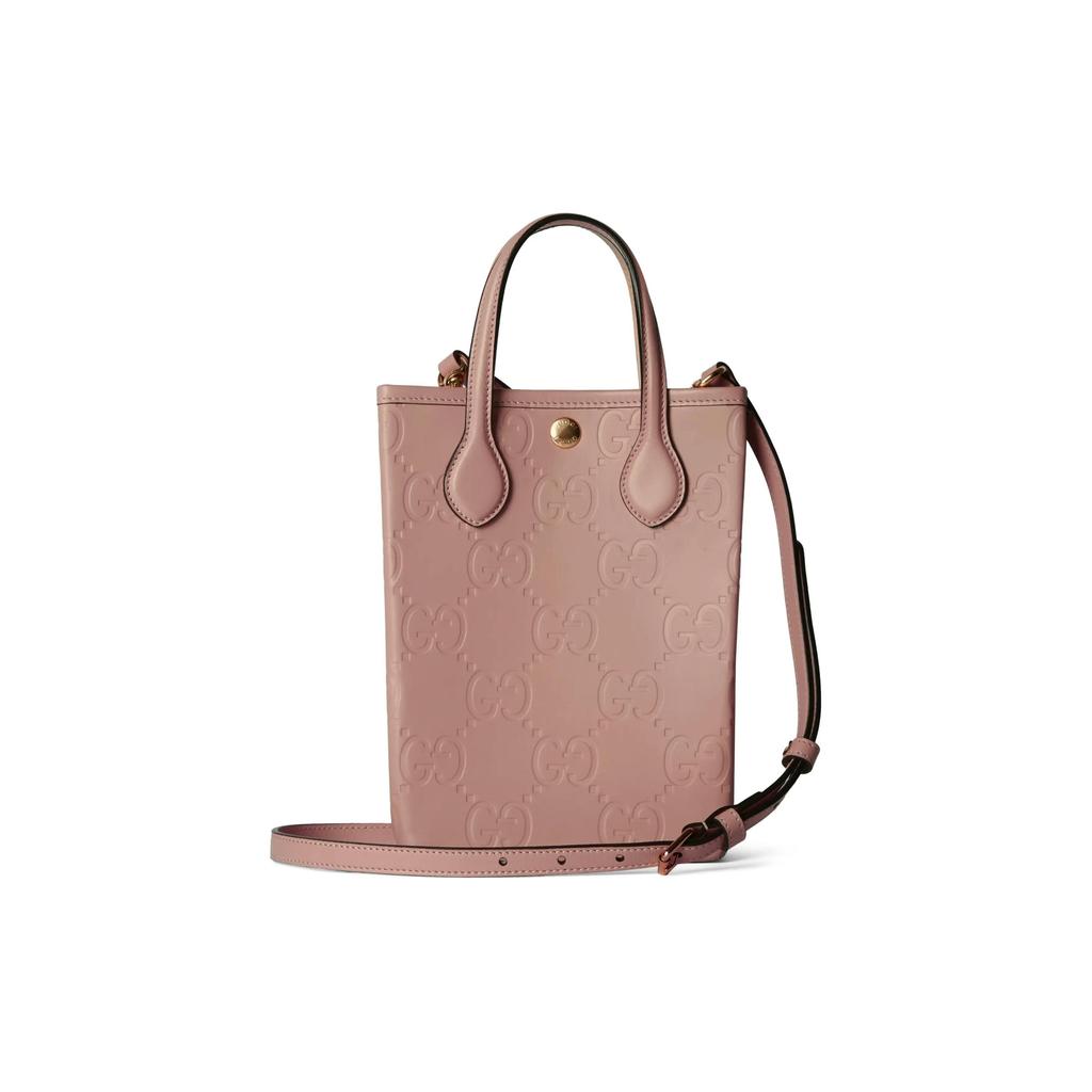 Gucci GG Embossed Mini Tote Bag Pink Leather Gold Hardware Daily Use 790133-AAC1Q-5820