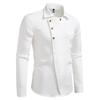 Men's Casual Solid-color Long-sleeved Shirt, Men's Slanted Button Slim Lapel Shirt