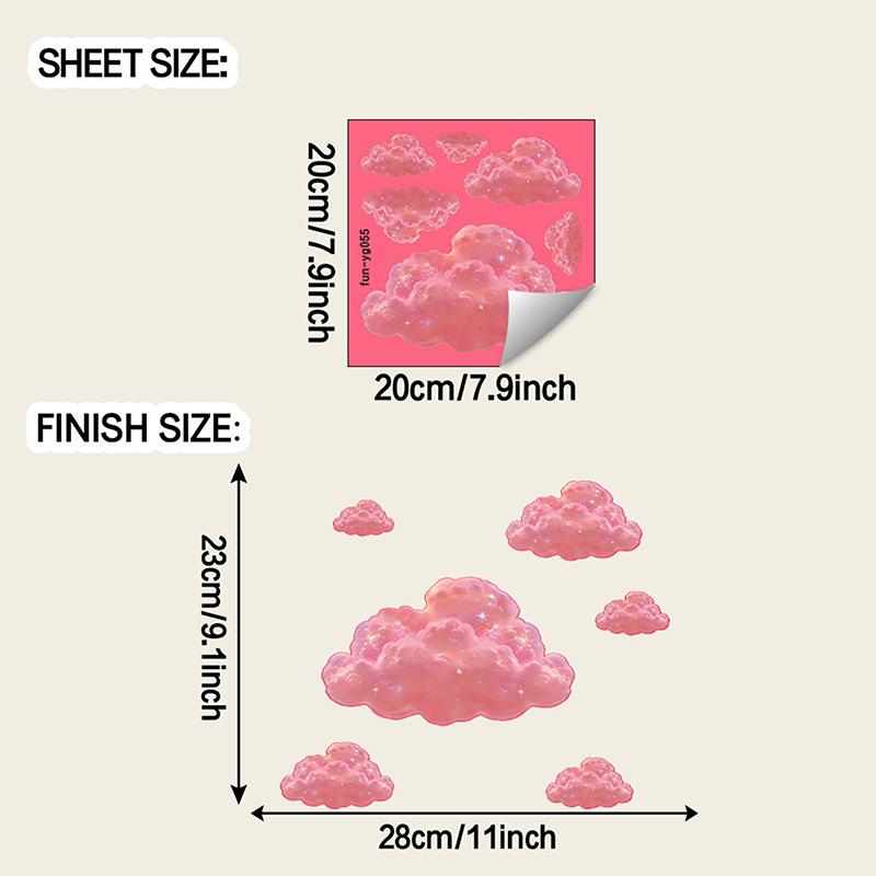 

Glow-in-the-Dark Pink Clouds Toilet Sticker Self-Adhesive Removable Wall Decals